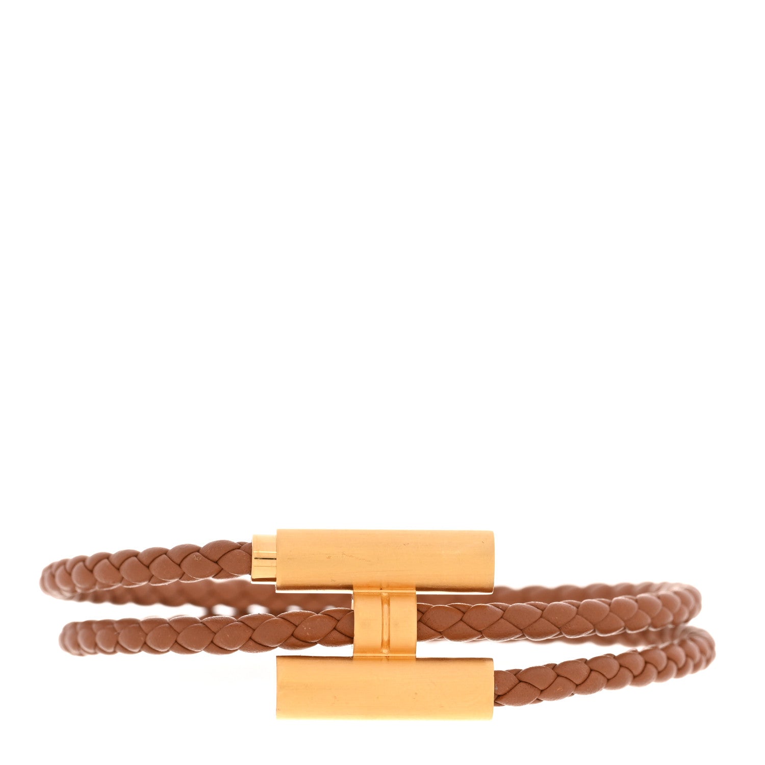 Hermes Swift Double Wrap Cord Tournis Tresse Bracelet Gold 1871094