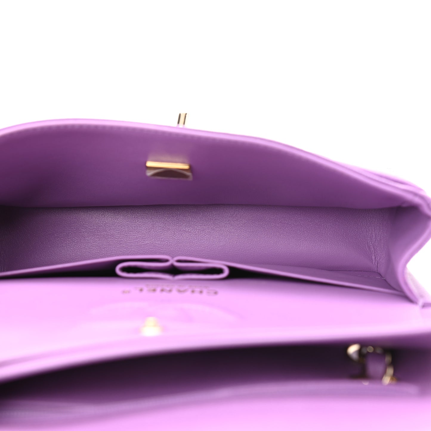 Caviar Quilted Small Double Flap Purple