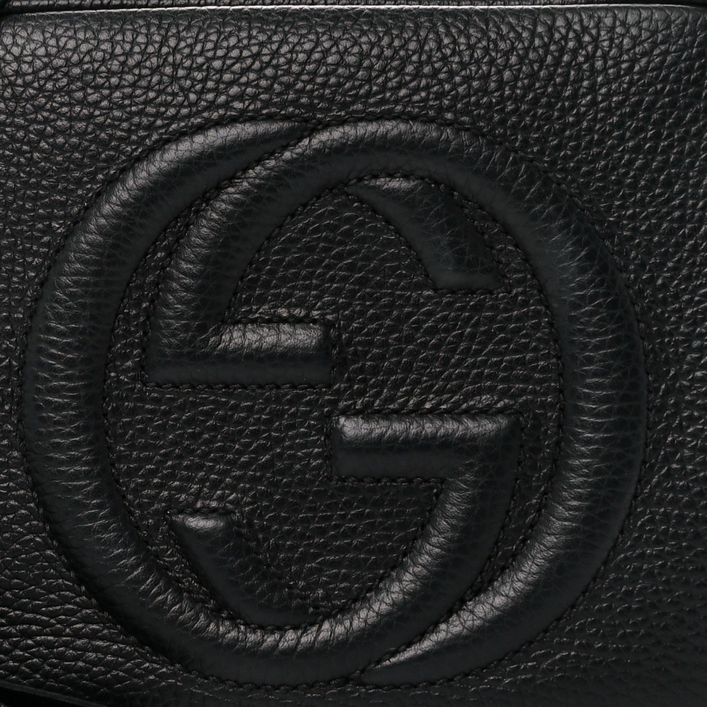 Pebbled Calfskin Small Soho Disco Bag Black