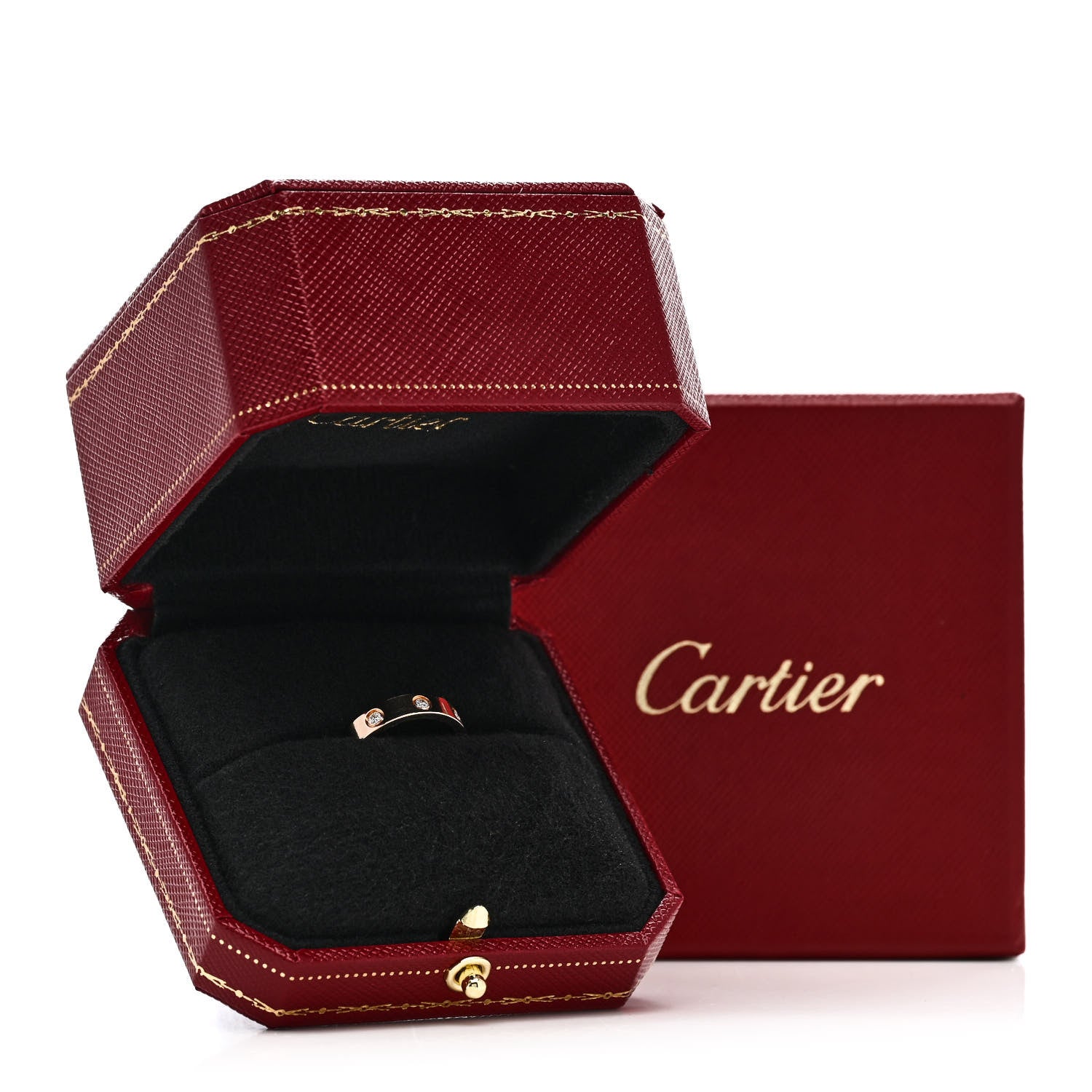 Cartier 18K Pink Gold 8 Diamond 4mm LOVE Wedding Band Ring 51 5.75 5 of 5