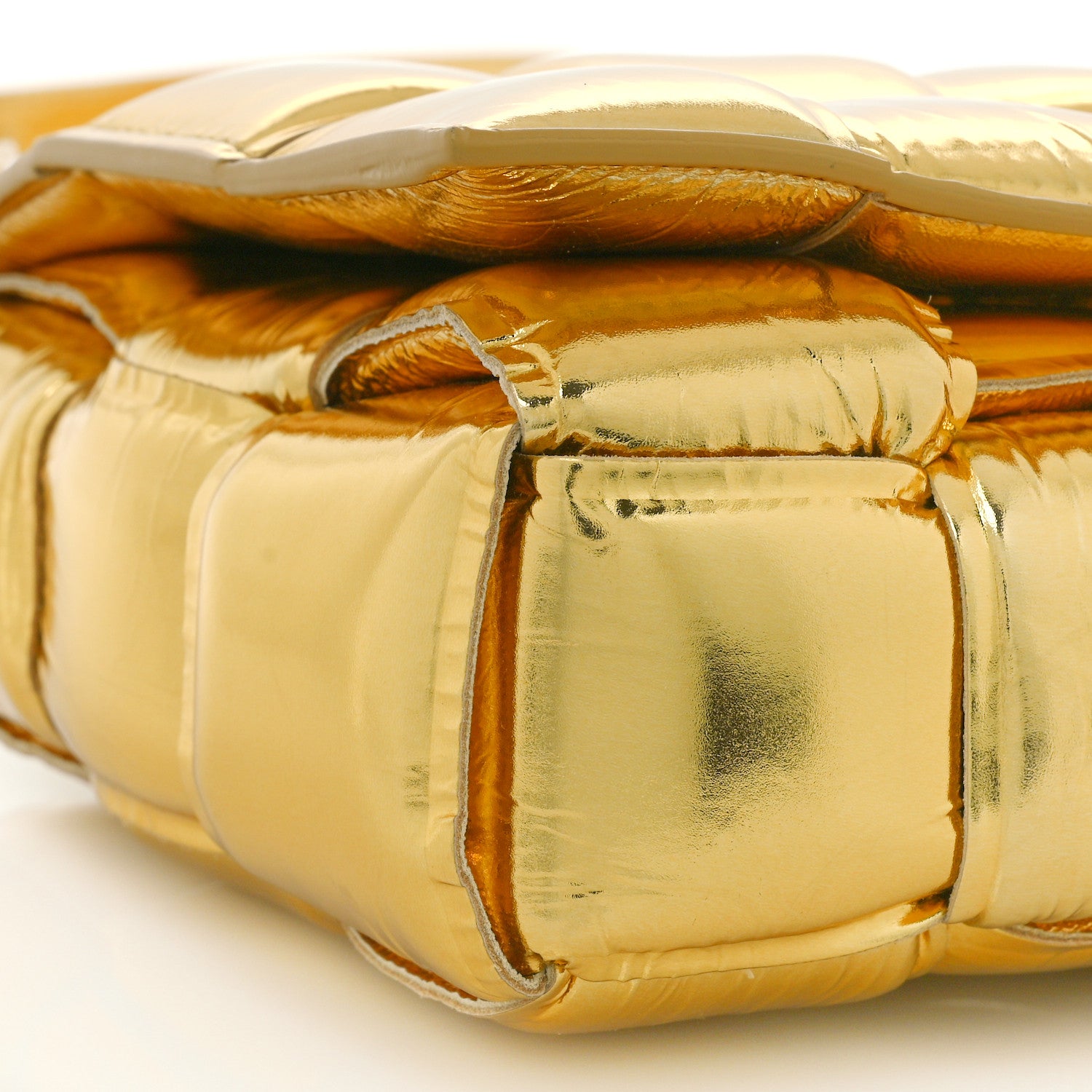 Bottega Veneta Mirror Lambskin Maxi Intreccio Padded Cassette Crossbody Bag Gold 7 of 8