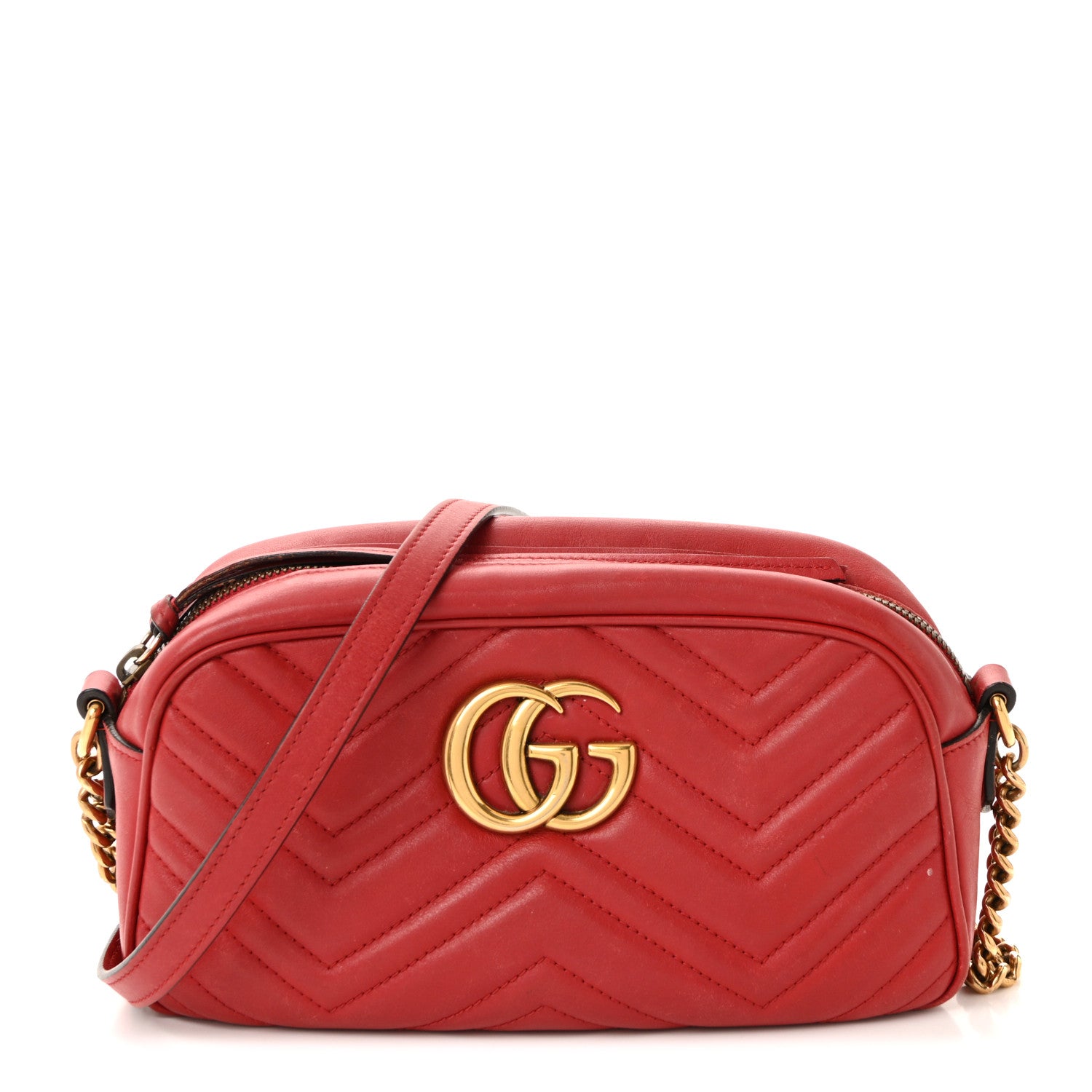 Gucci Calfskin Matelasse Small GG Marmont Chain Shoulder Bag
