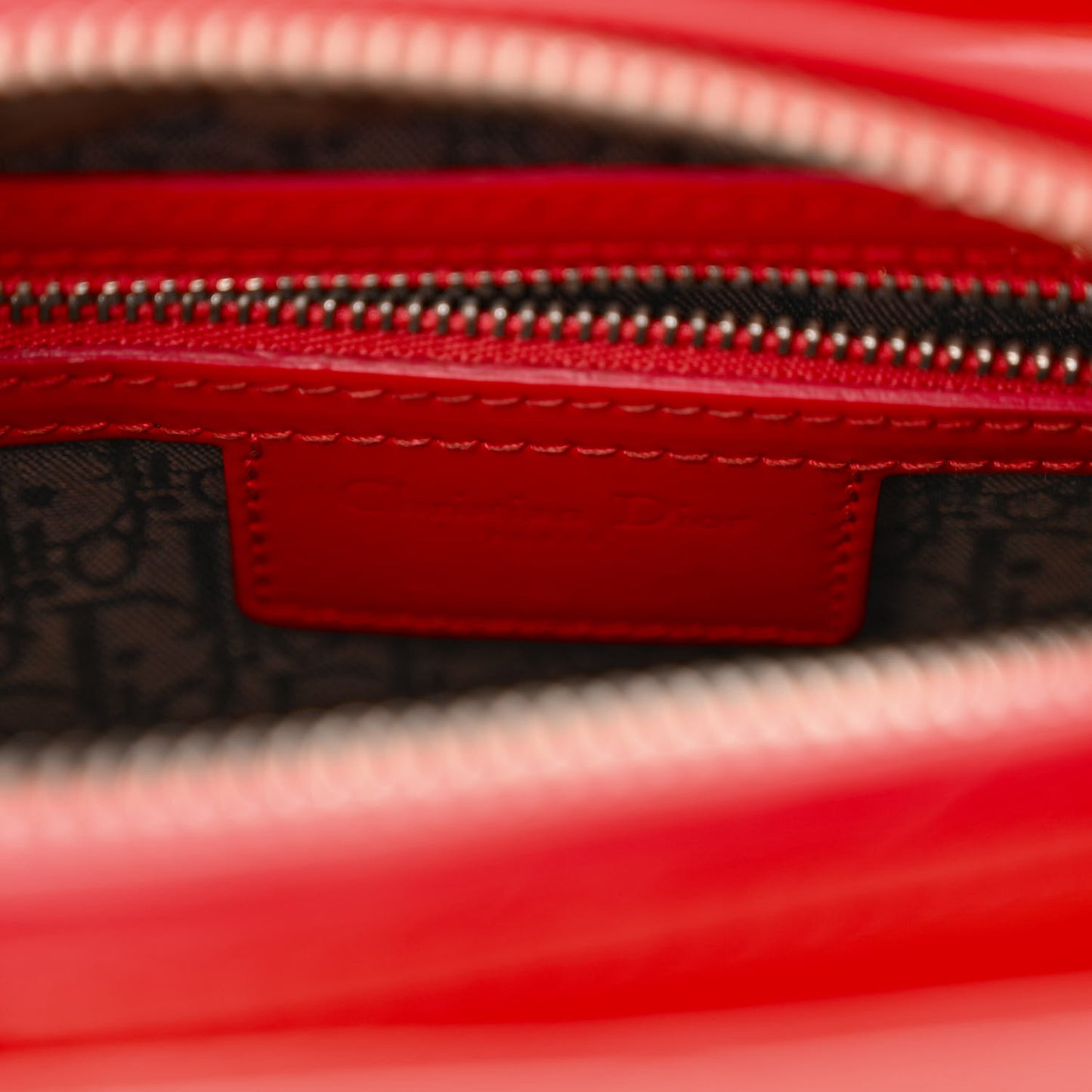 Patent Cannage Whipstitch Medium Lady Dior Red
