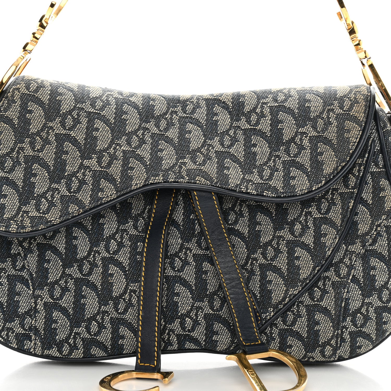 Christian Dior Monogram Double Saddle Bag Navy Blue 8 of 12