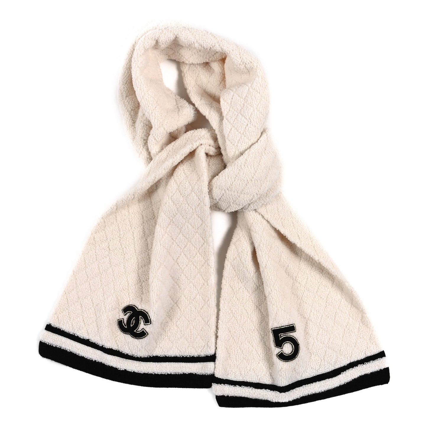 Cashmere Blend Knit CC Scarf White Black
