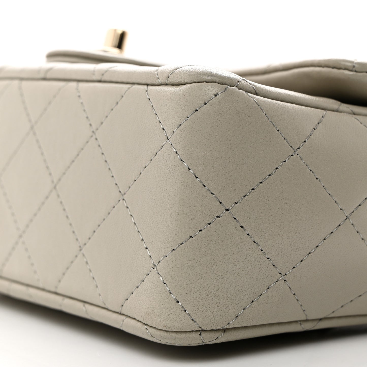 Lambskin Quilted Mini Rectangular Flap Grey