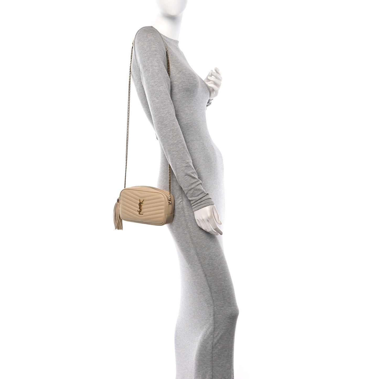 Grain De Poudre Matelasse Monogram Mini Lou Camera Bag Dark Beige