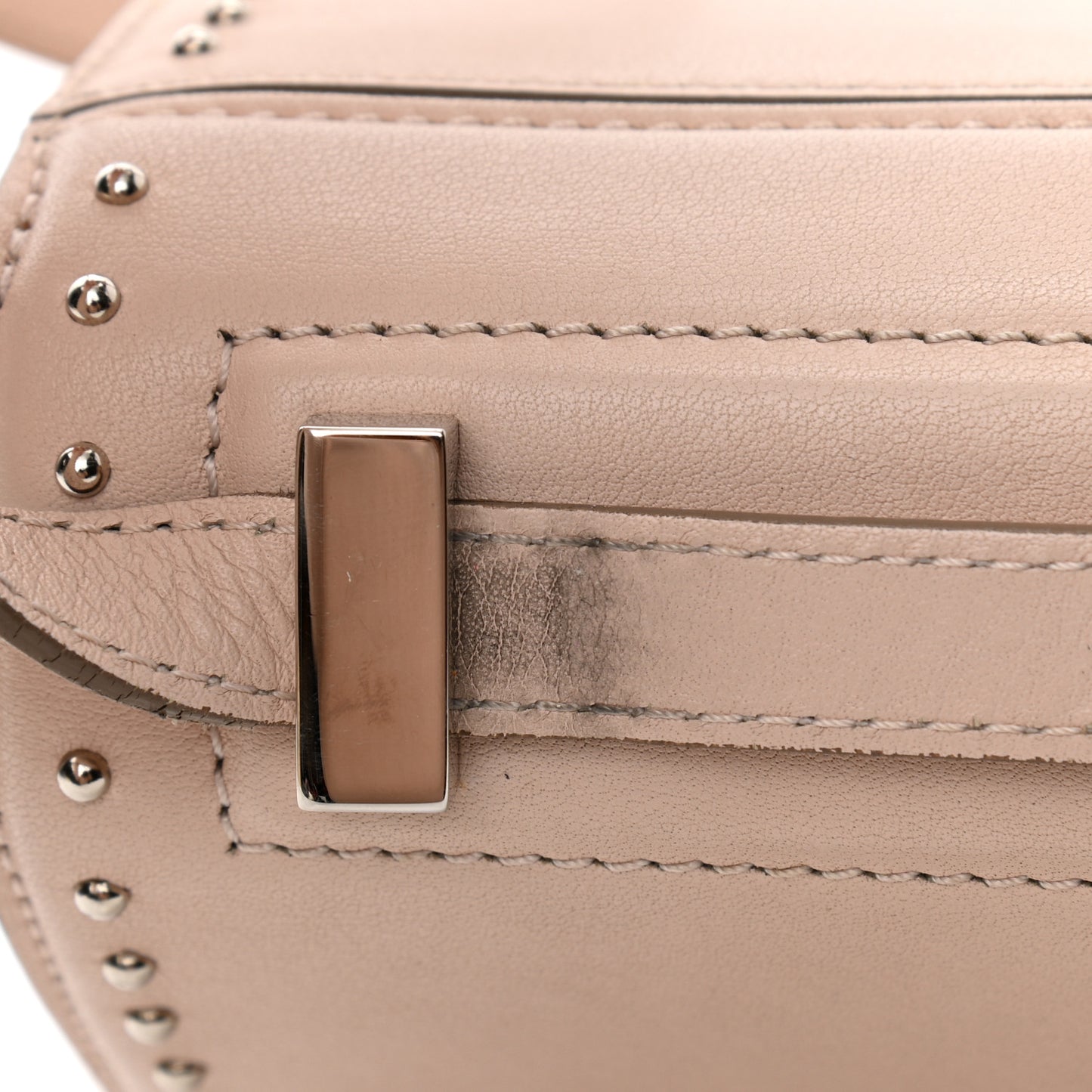 Calfskin Studded Mini Pandora Box Crossbody Bag Nude Pink