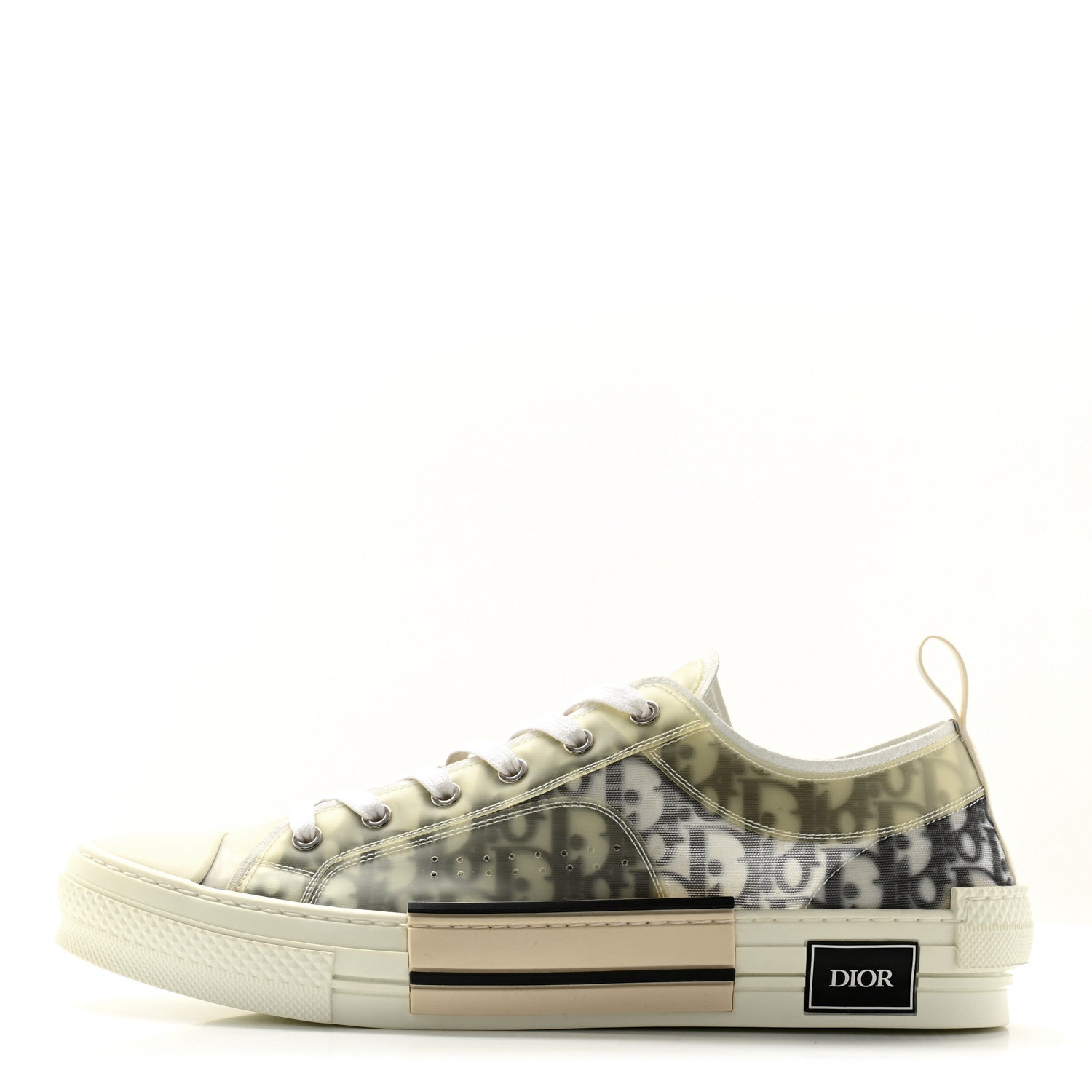 Christian Dior Technical Canvas Oblique Mens B23 Low Top Sneaker 46 White Black 1 of 9