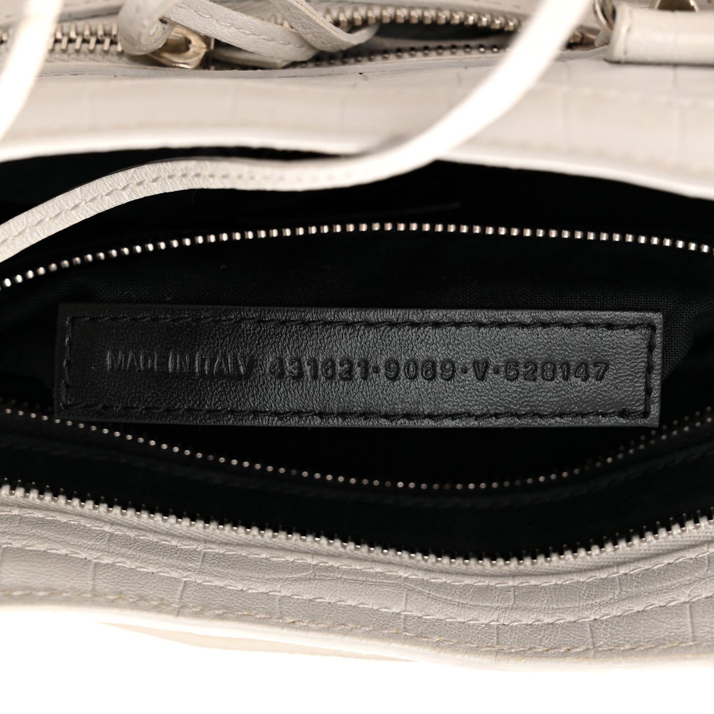 Matte Supple Lambskin Crocodile Embossed Classic Silver Hardware S City White