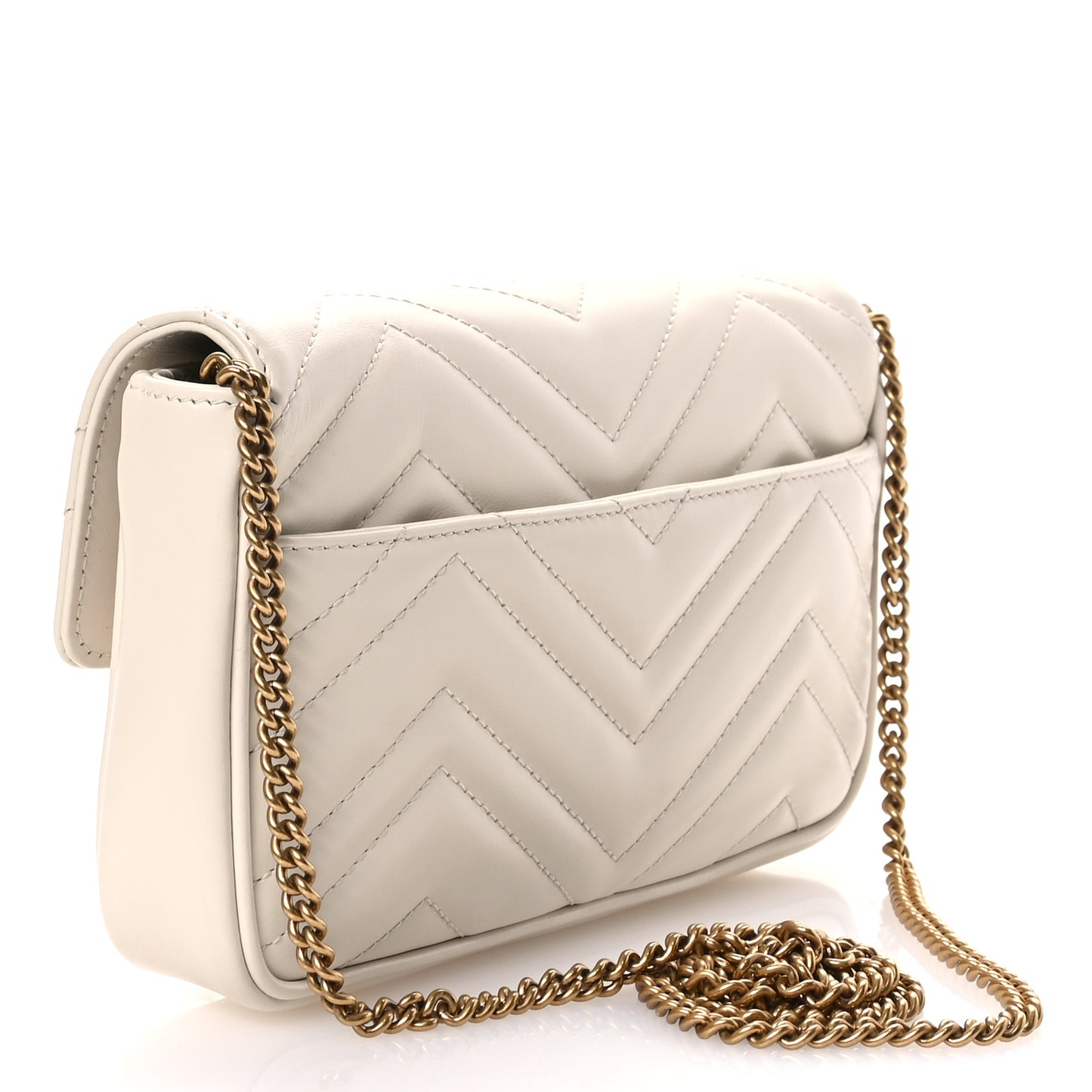 Calfskin Matelasse Mini GG Marmont Shoulder Bag With Card Holder White Black