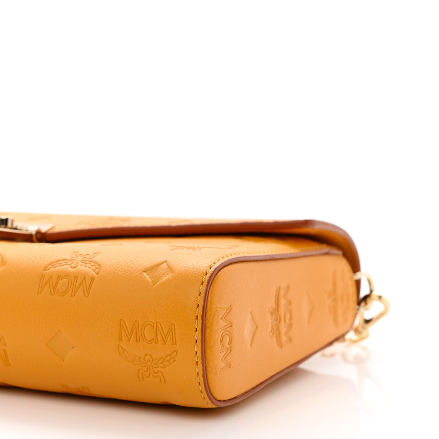 MCM Calfskin Ottomar Monogram Medium Millie Crossbody Bag Golden Mango 10 of 10