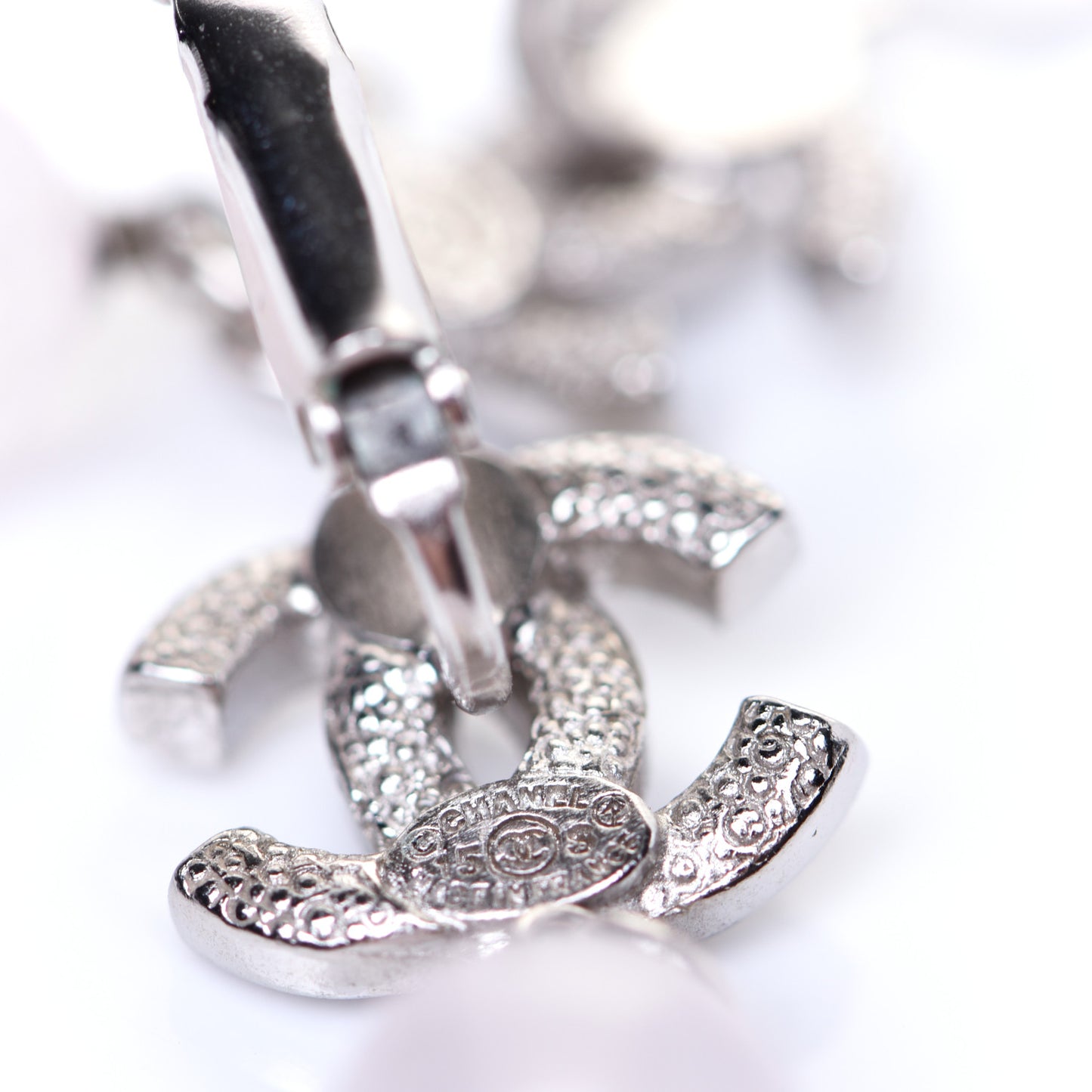 Resin Crystal CC Drop Earrings Silver