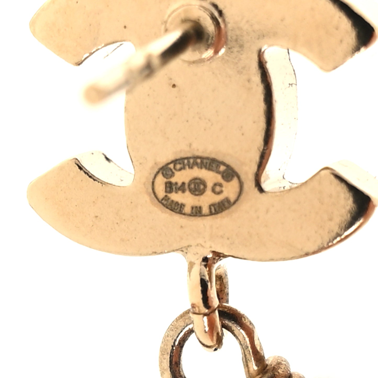 Pearl Enamel CC Drop Earrings Black Gold