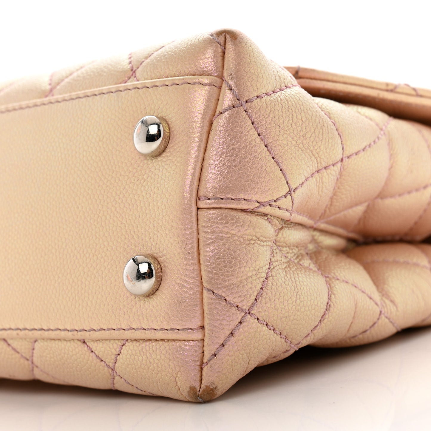 Iridescent Caviar Quilted Mini Coco Handle Flap Pink