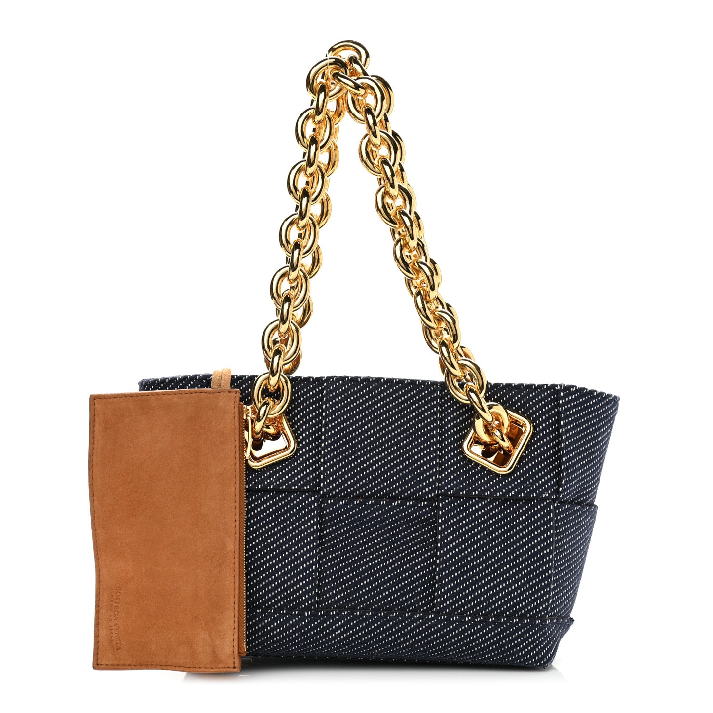 Denim Maxi Intrecciato High Frequency Chain Tote Indigo