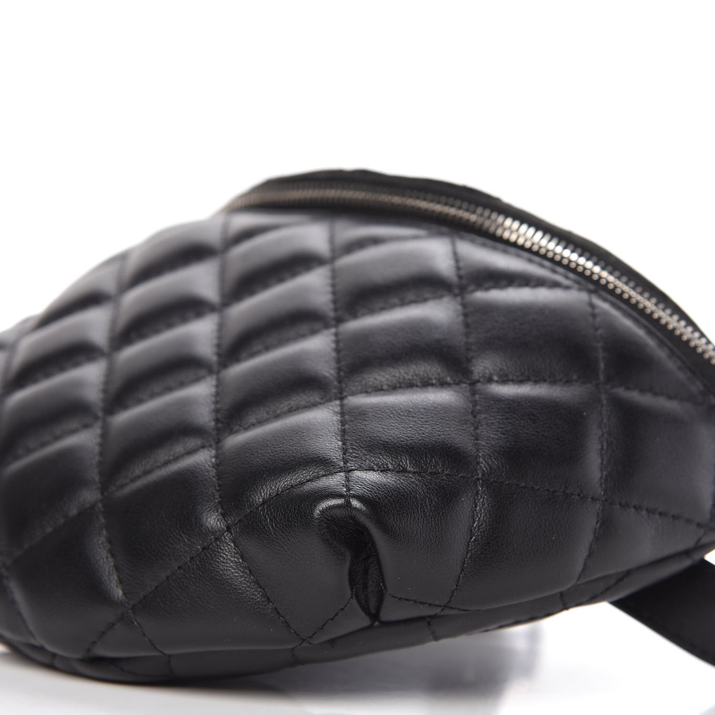 Grained Calfskin Quilted Waist Belt Bag Black
