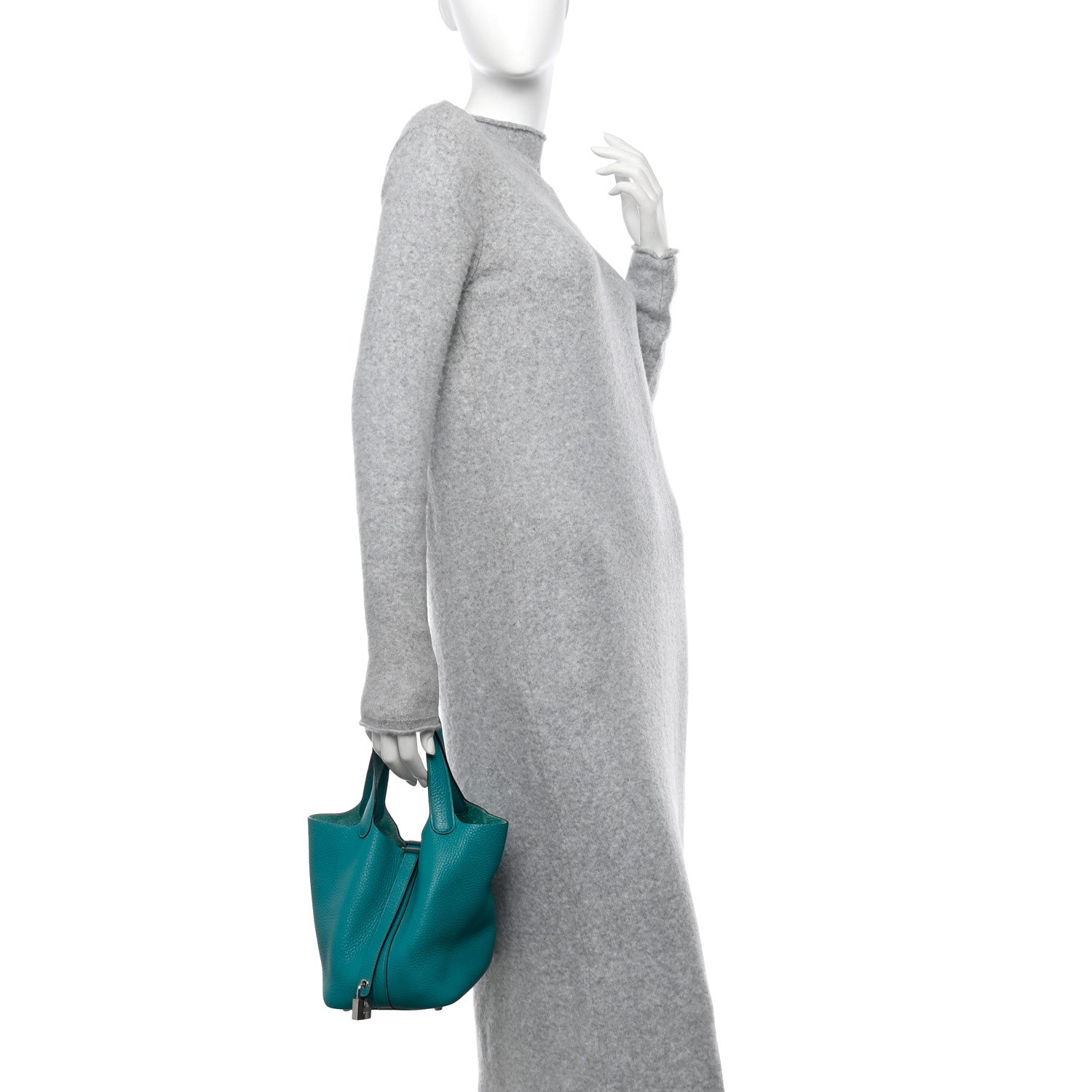 Hermes Taurillon Clemence Picotin Lock 18 PM Bleu Paon 2 of 10