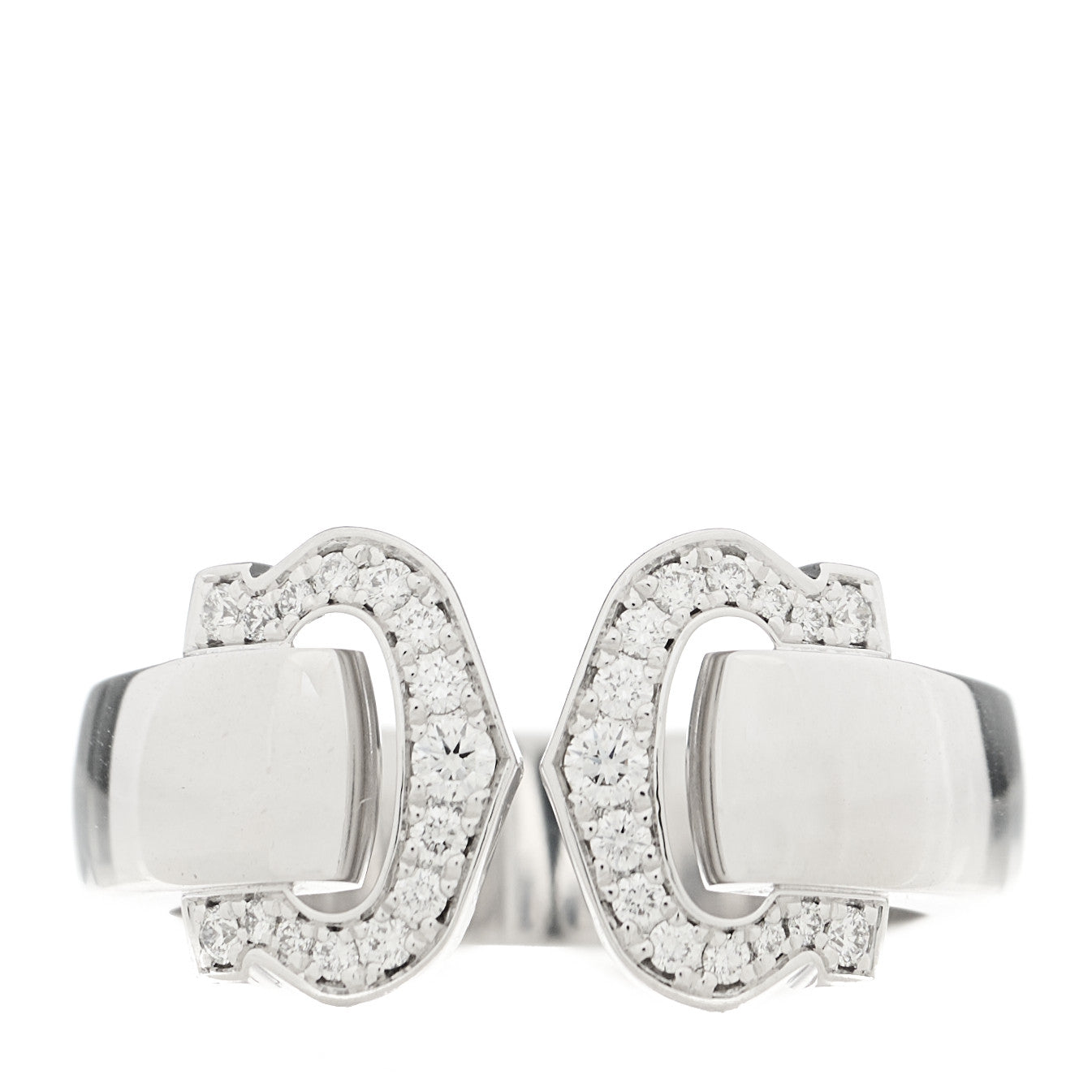 18K White Gold Diamond C De Cartier Ring 50 5.25