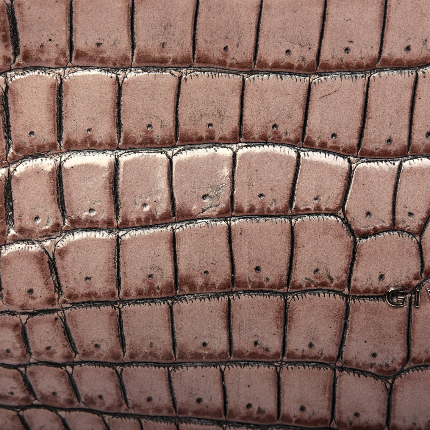 Calfskin Crocodile Embossed Medium Pandora Taupe