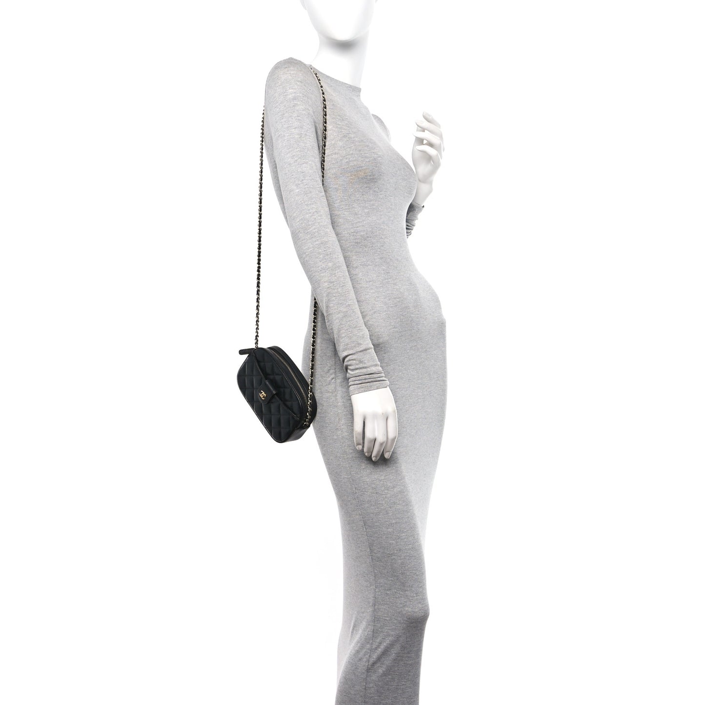 Caviar Quilted Chain Camera Bag Black
