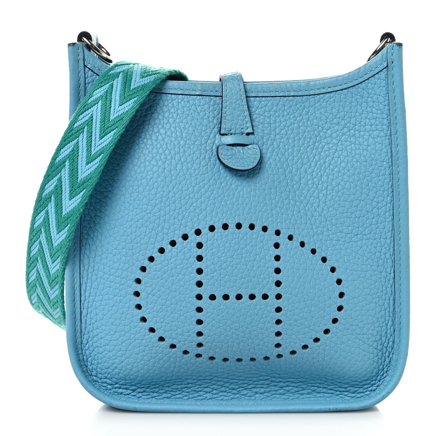 Hermes Taurillon Clemence Amazone Evelyne TPM Bleu du Nord Vert