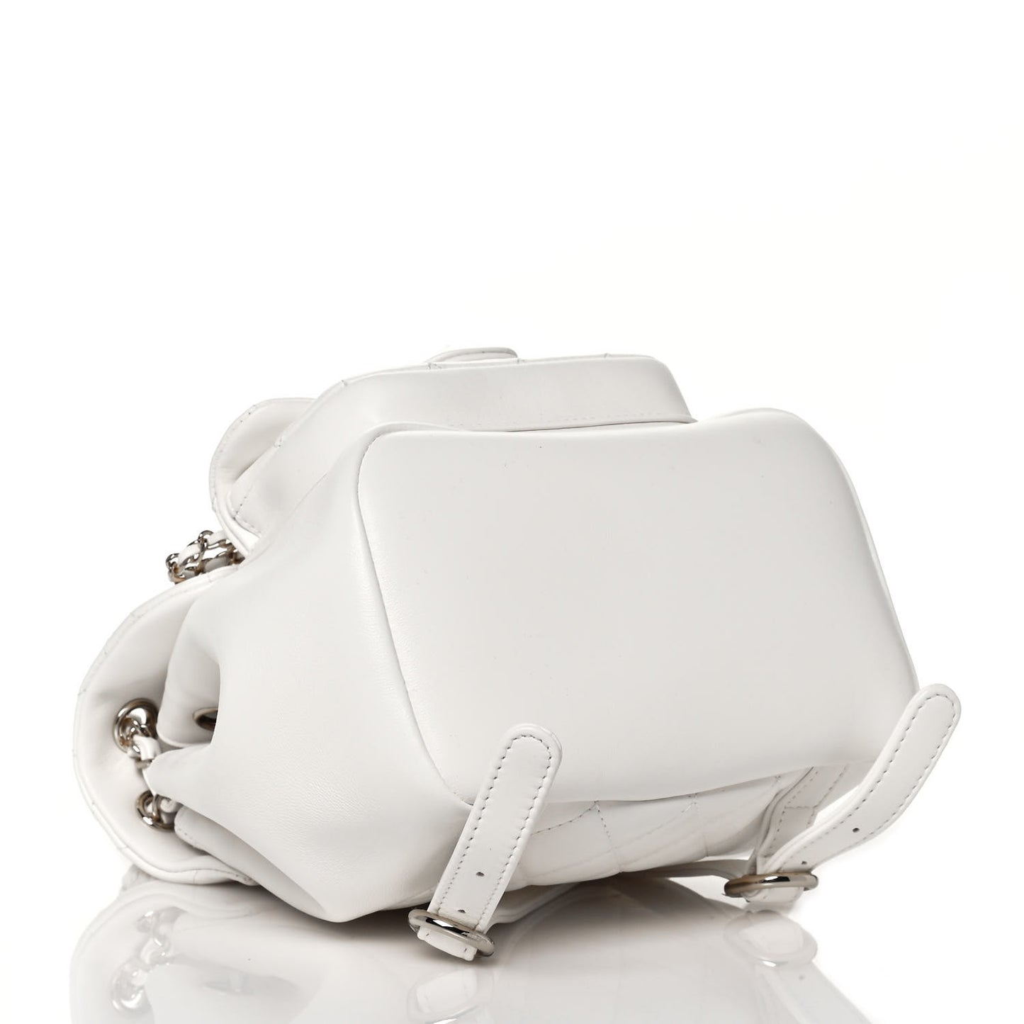 Lambskin Quilted Small Duma Drawstring Backpack White