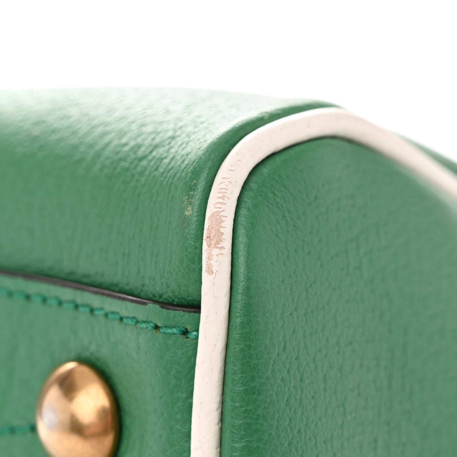 Gucci X ADIDAS Textured Dollar Calfskin Web Trefoil Logo Embossed Mini Bowling Bag New Shamarock Off White 10 of 13