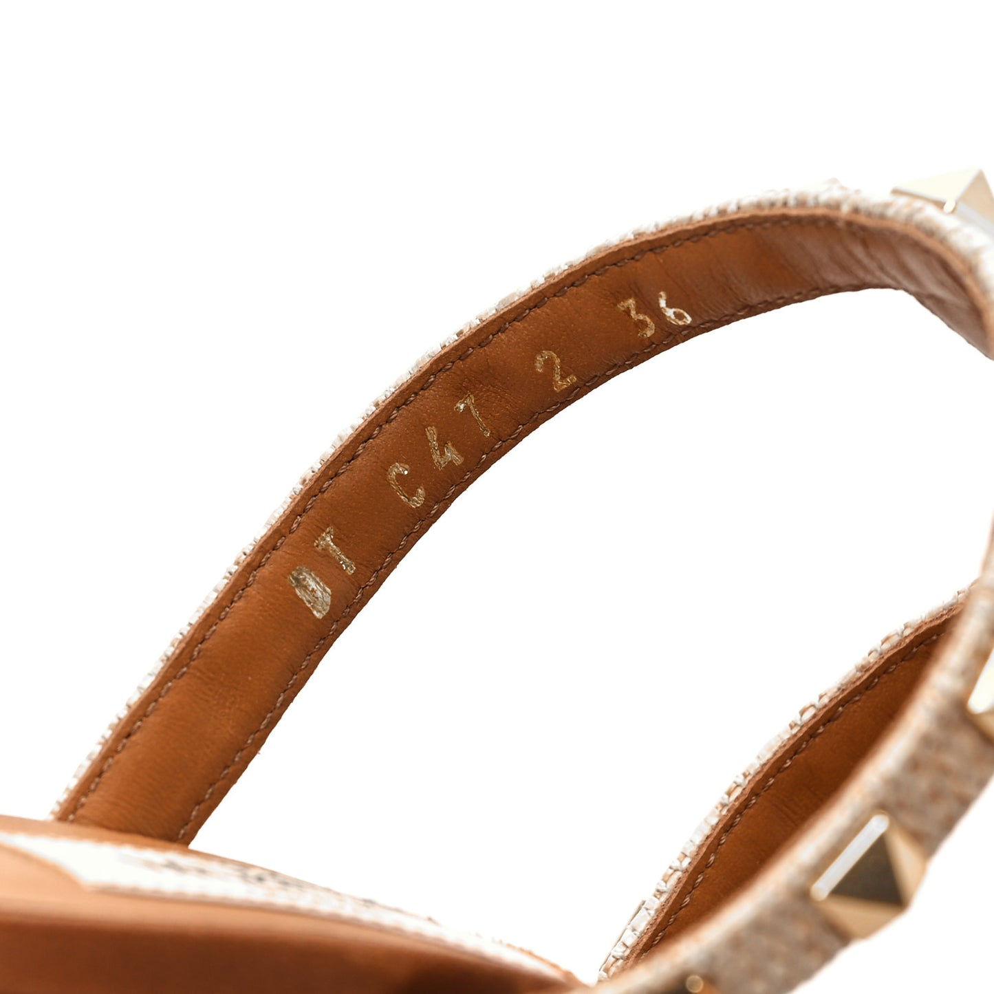 Raffia Calfskin Rockstud 60mm Caged Slide Sandals 36 Naturale