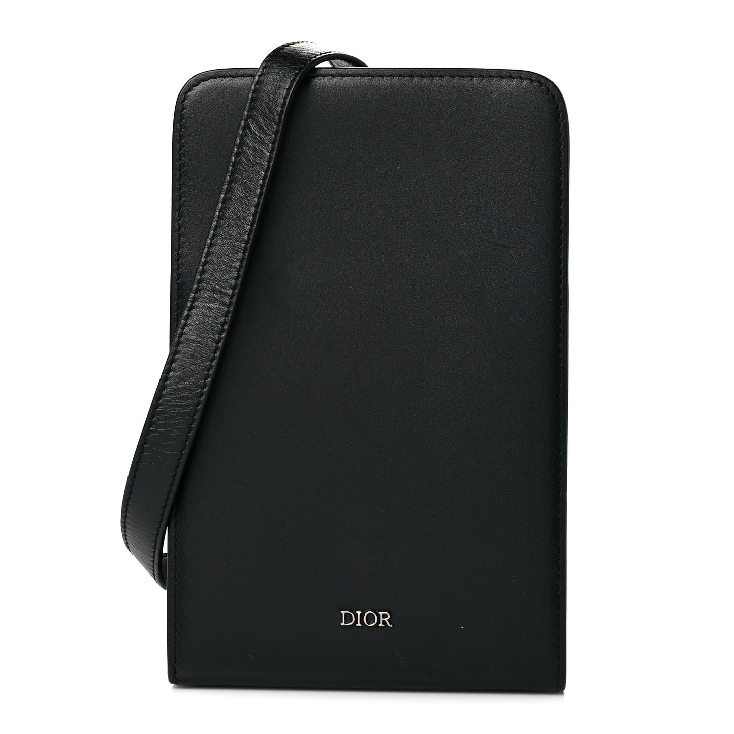 Lambskin Vertical Wallet On Strap Black