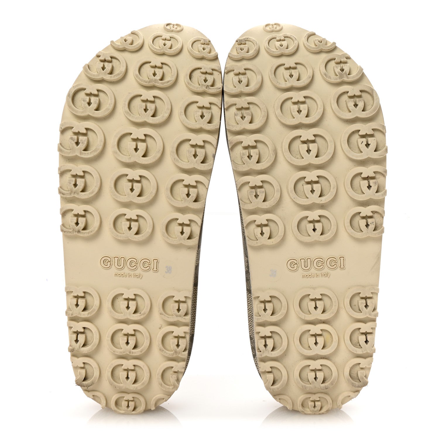 Gucci Cubic Rubber GG Monogram Womens Interlocking G Platform 42mm Slide Sandals 38 Beige Ebony 6 of 8