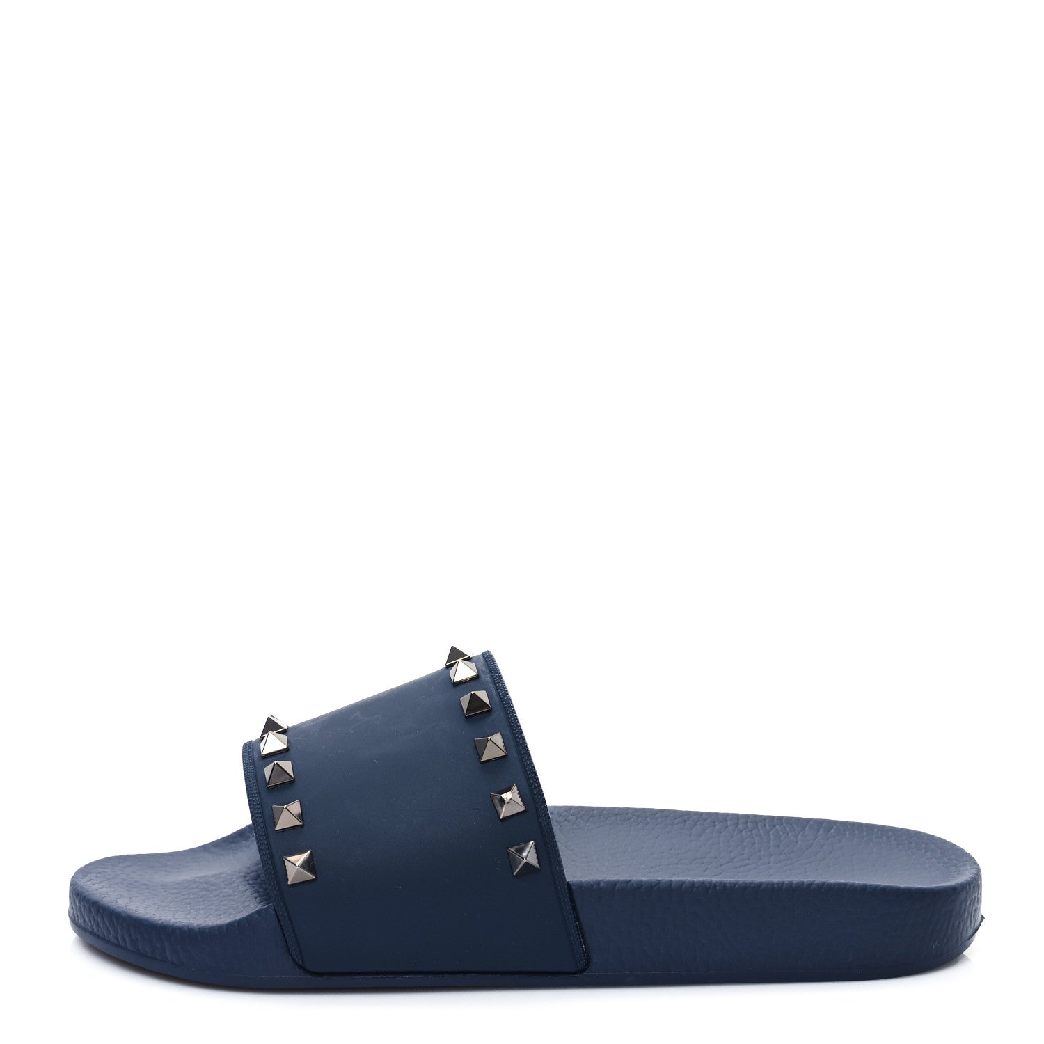 Valentino Garavani Rubber Rockstud Slide Sandals 41 Marine 1 of 8
