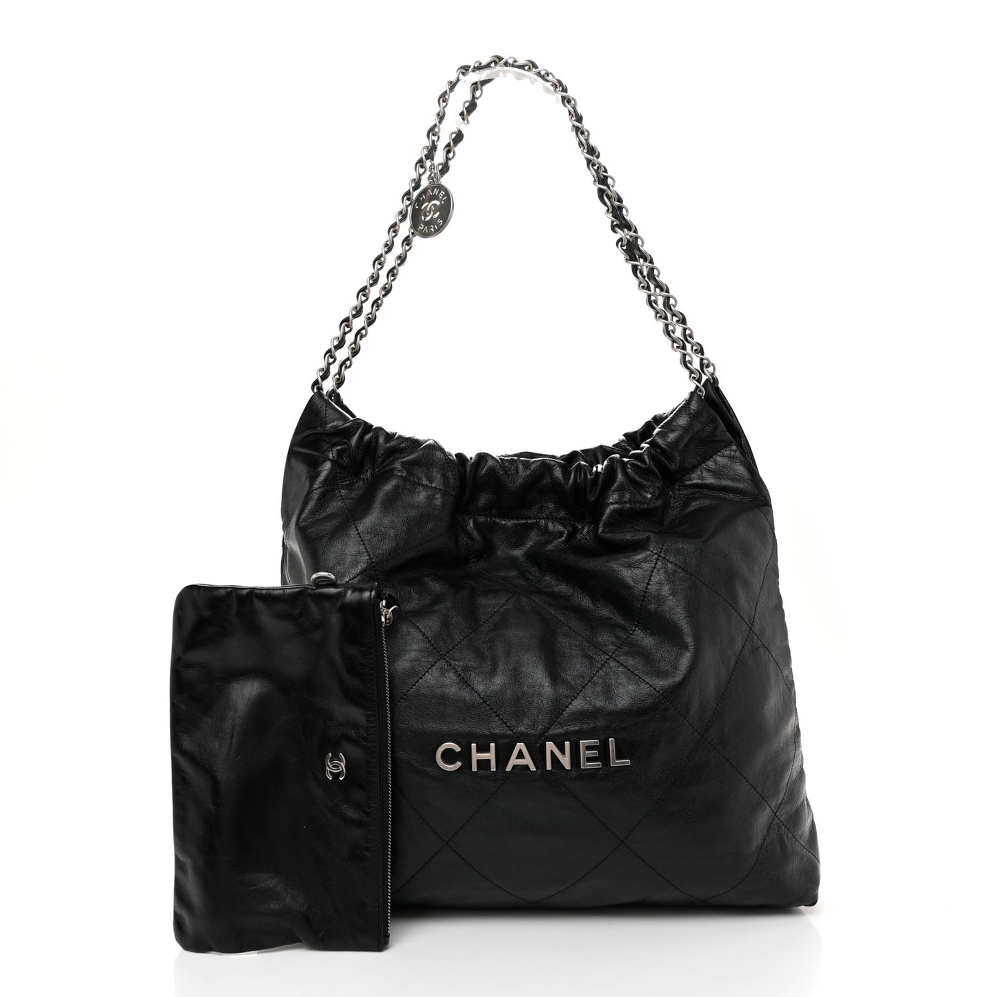 Shiny Calfskin Quilted Chanel 22 Black