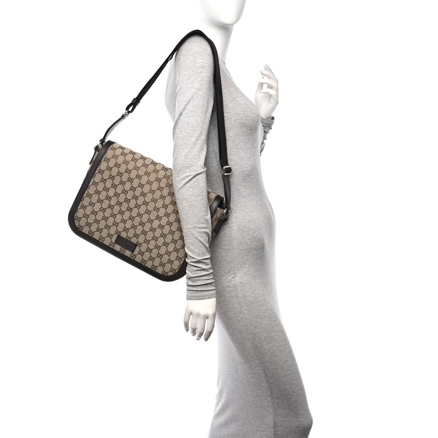 Monogram Large Flap Messenger Bag Beige Dark Brown