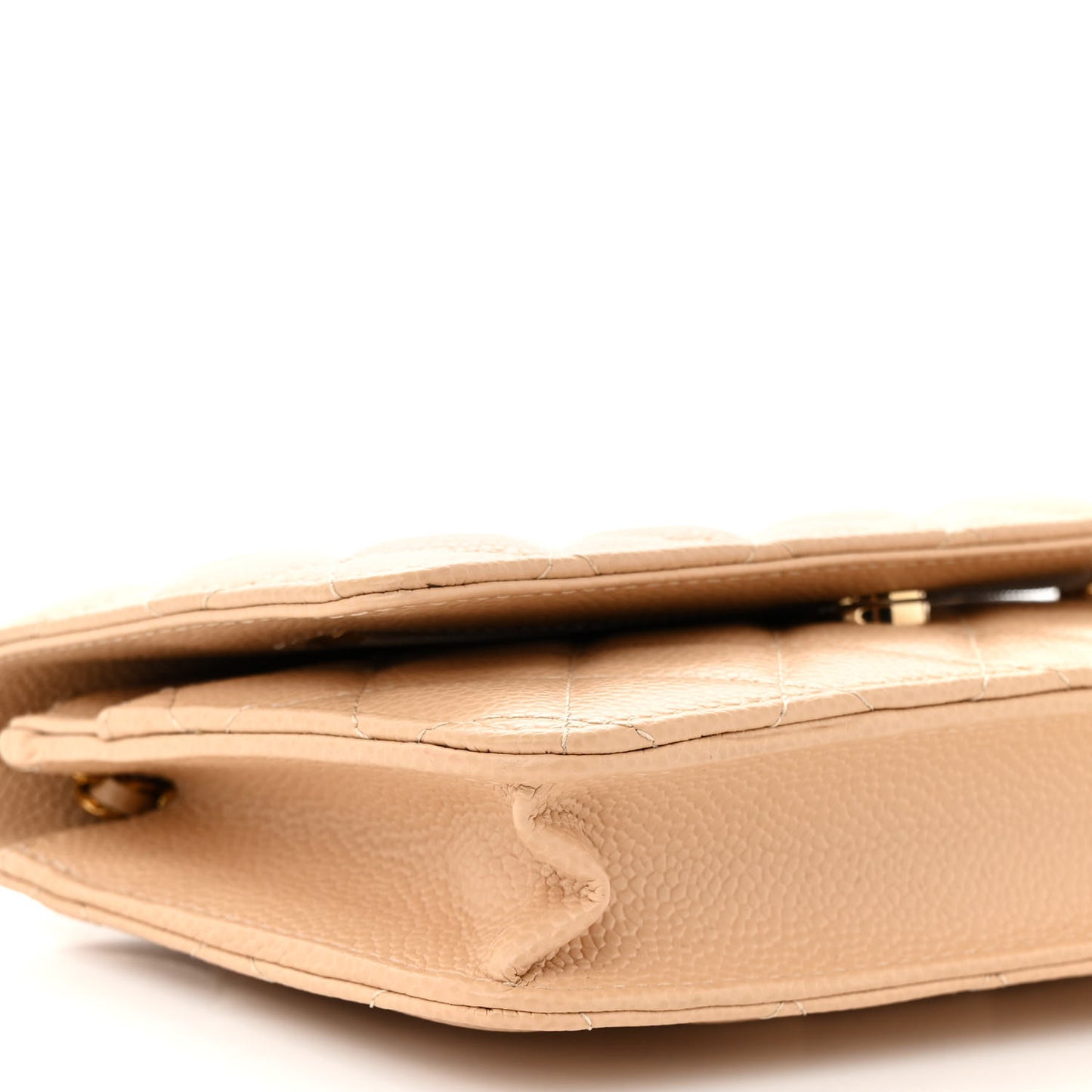 Caviar Quilted Wallet on Chain WOC Beige