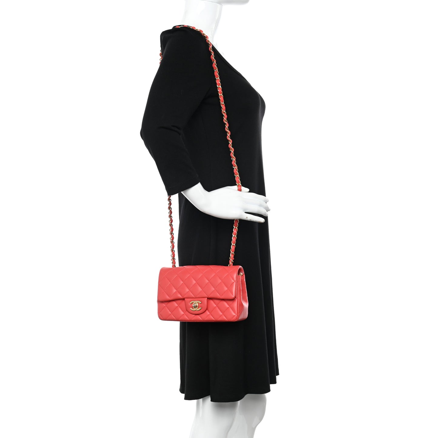 Lambskin Quilted Mini Rectangular Flap Red