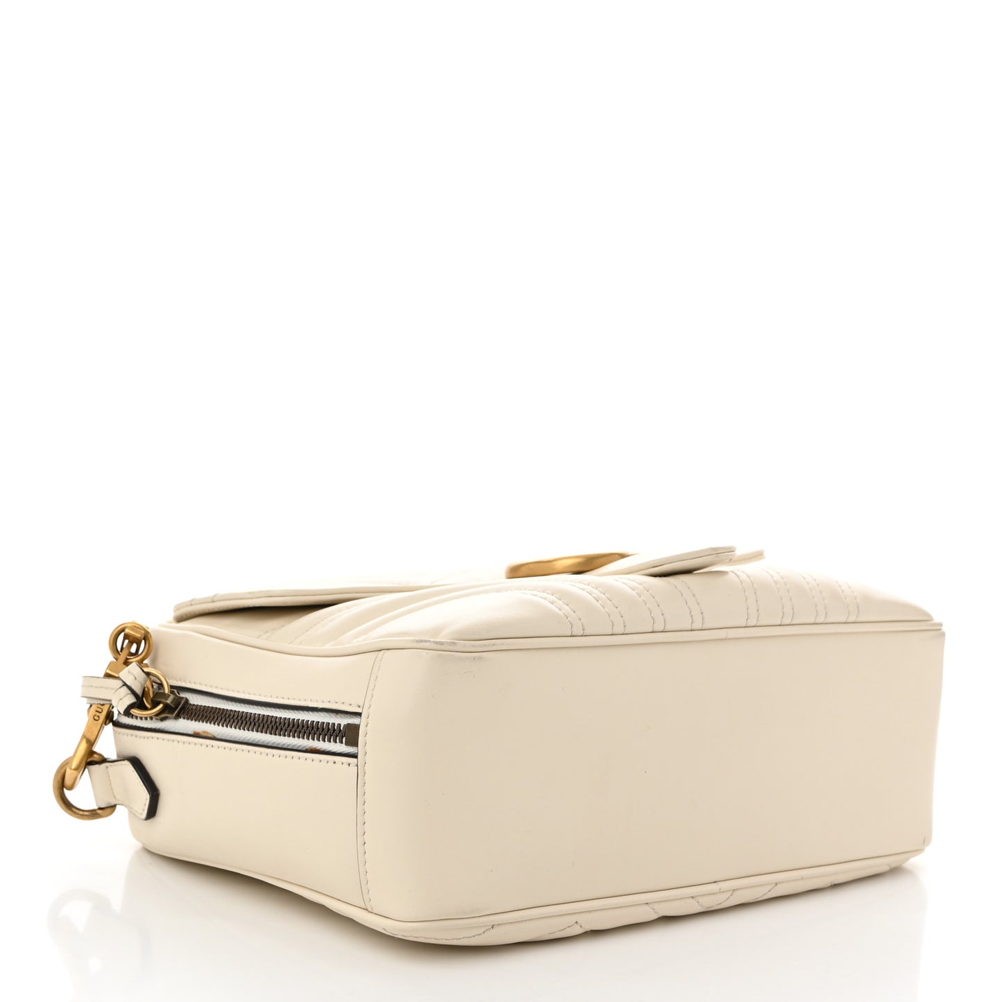 Calfskin Matelasse Sylvie Web Small GG Marmont Top Handle Shoulder Bag White