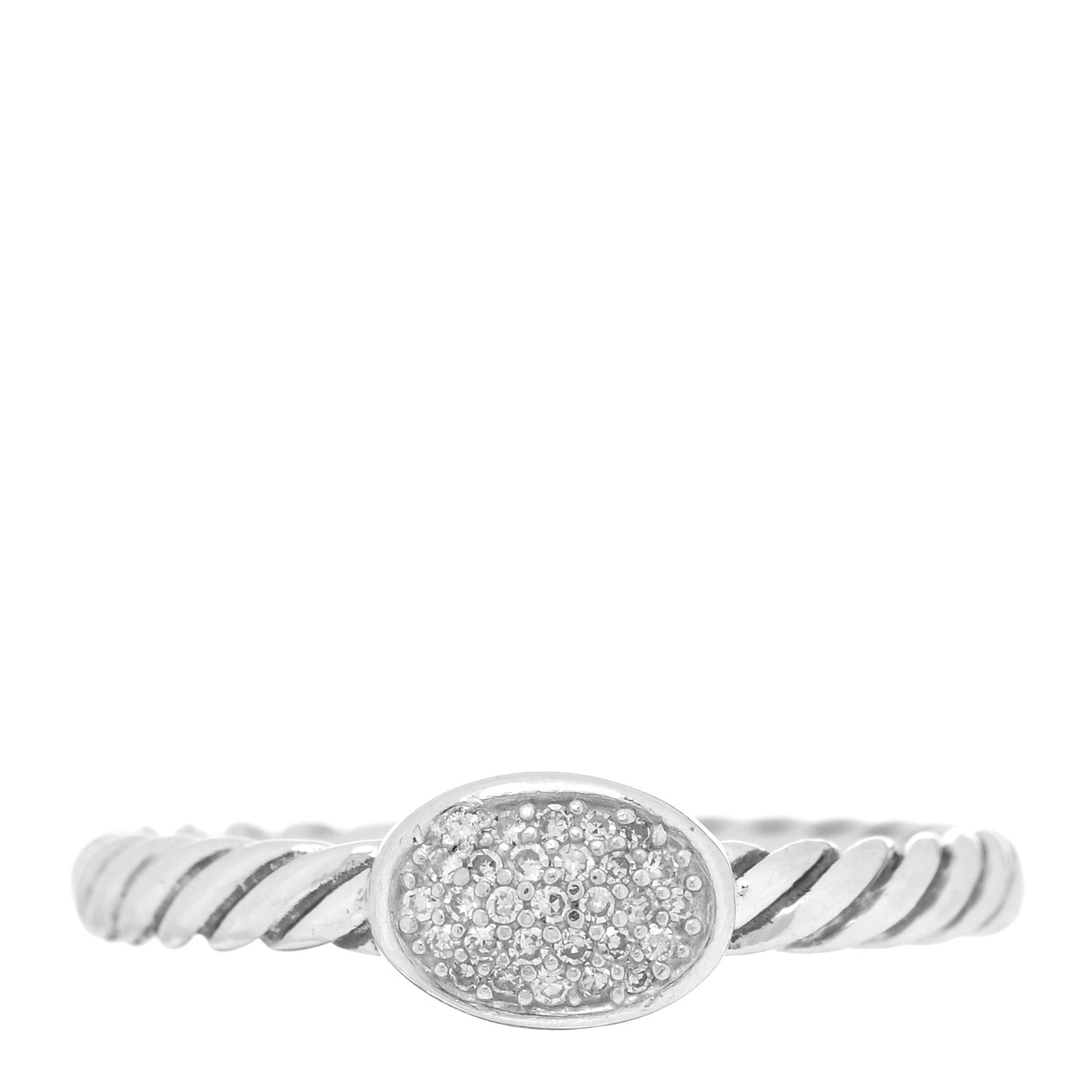 Sterling Silver Diamond Pave Cable Classics Oval Ring 52 6