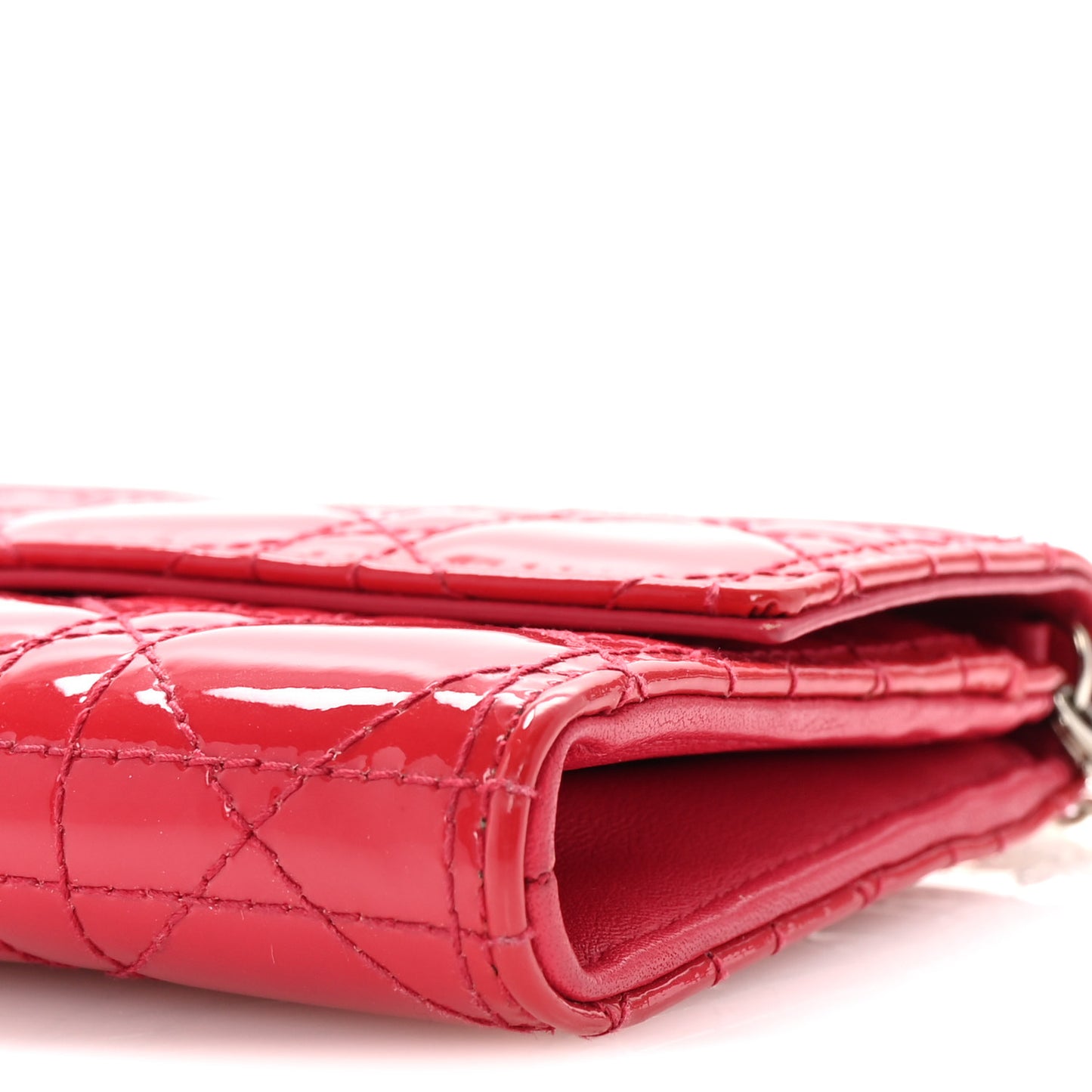 Patent Cannage Lady Dior Rendezvous Wallet On Chain Fuchsia