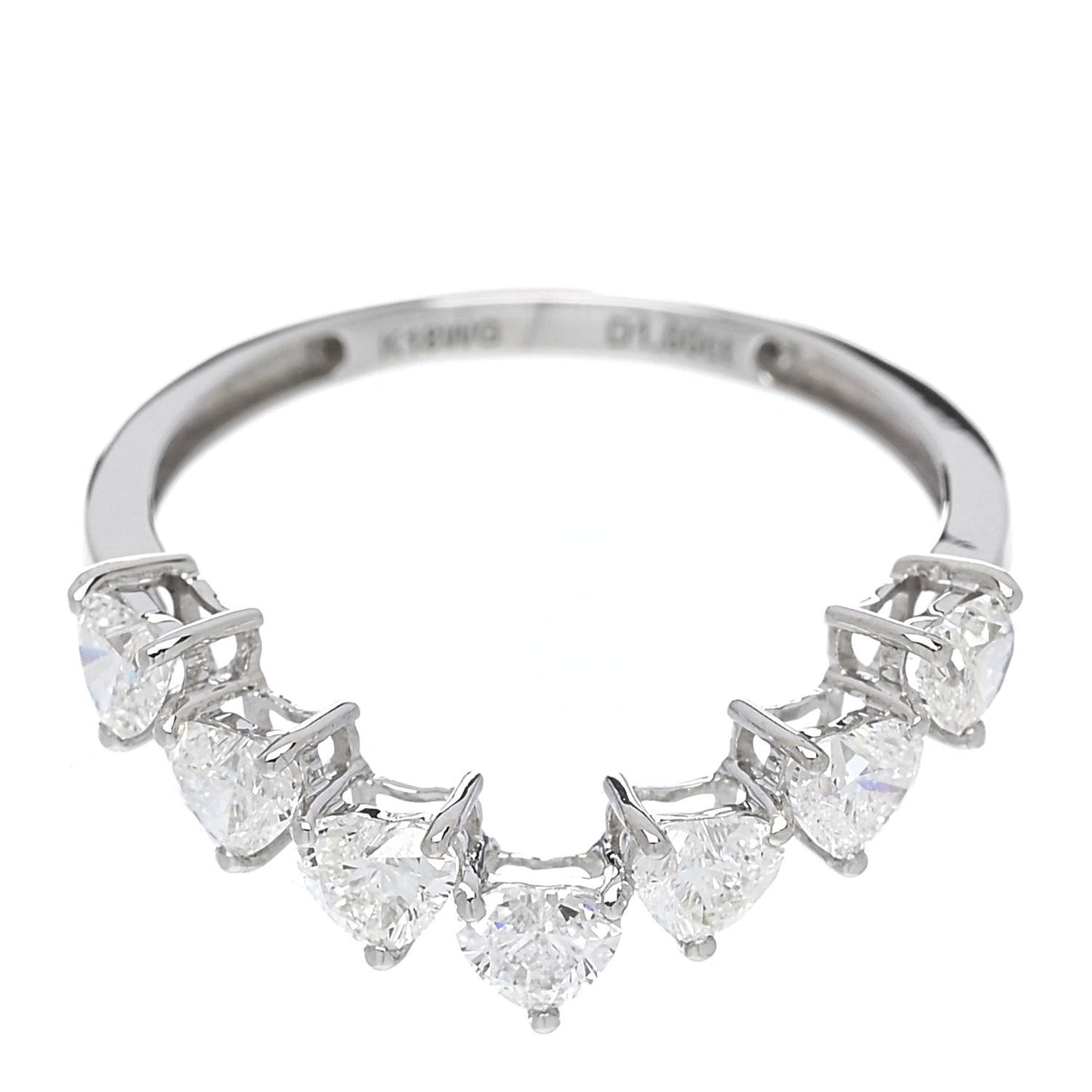 18K White Gold Diamond 1.00ctw Heart Cut Curved Ring 54 7