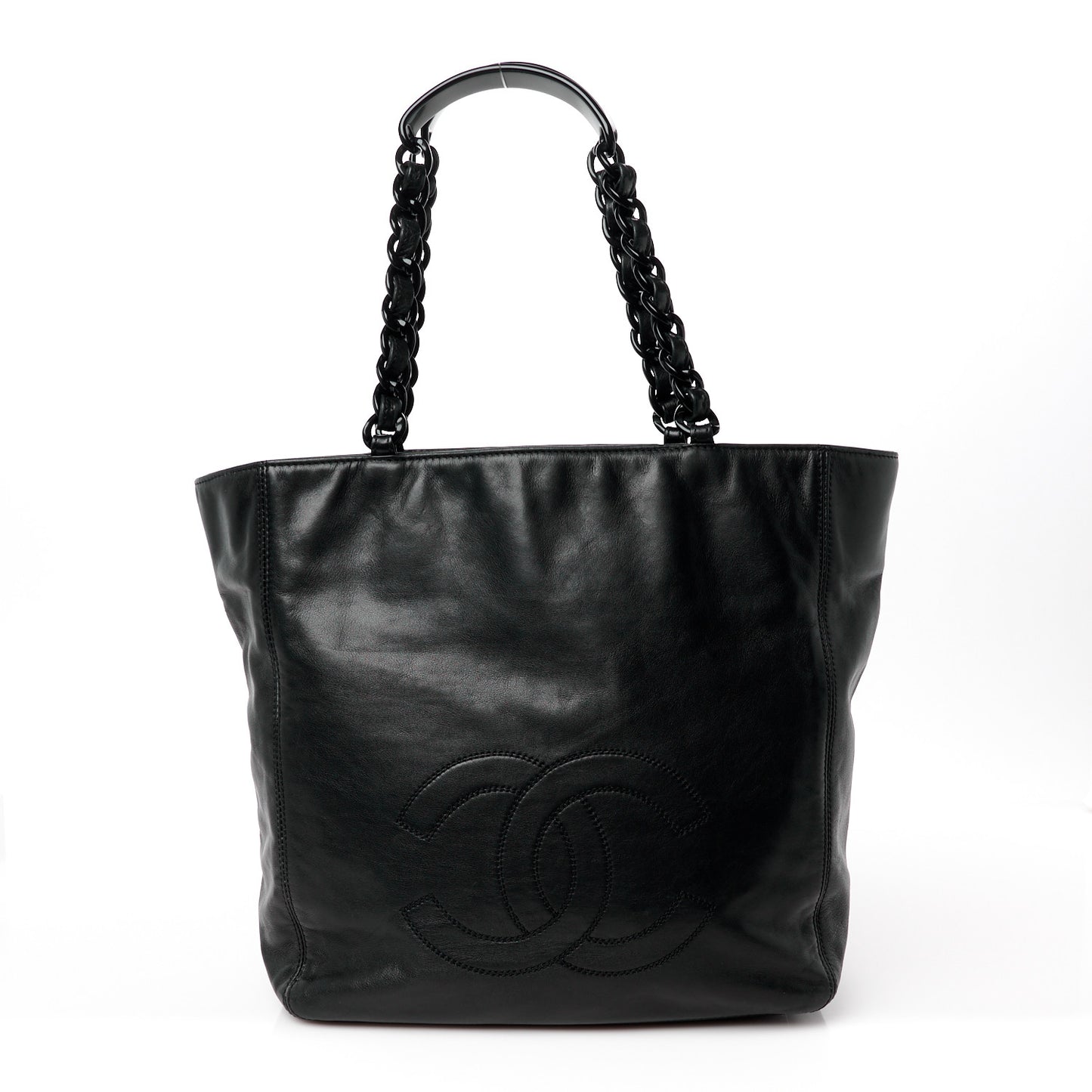 Lambskin Chain Small CC Tote Black