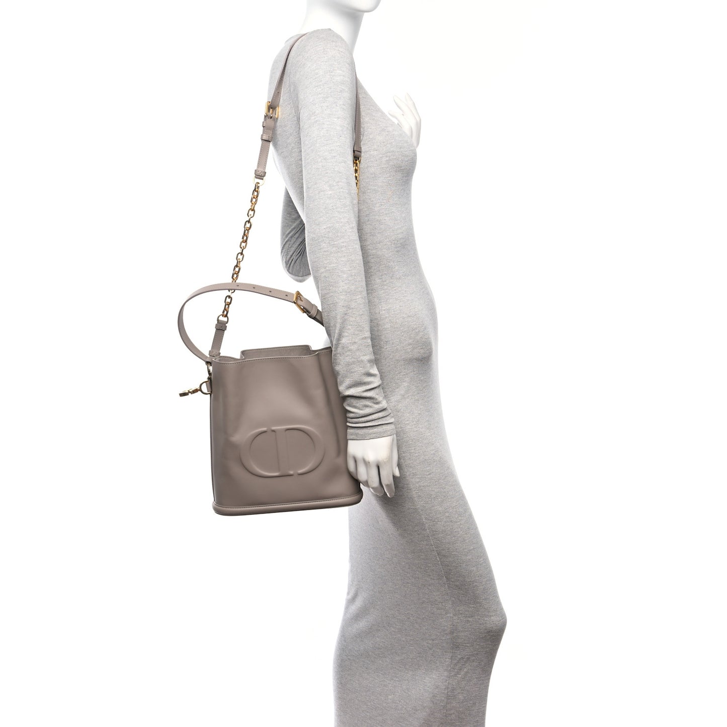 Calfskin CD Embossed Medium C'est Dior Bag Powder Beige
