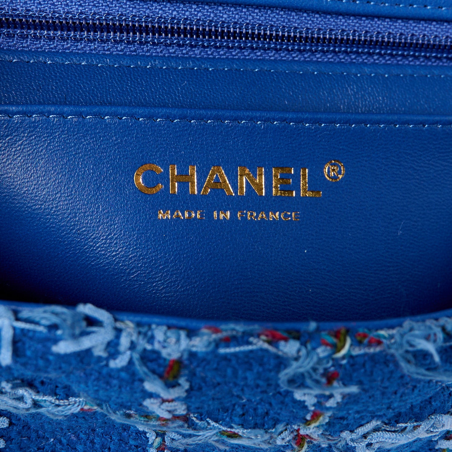 Chanel Tweed Quilted Mini Rectangular Flap Blue Red Khaki 6 of 12