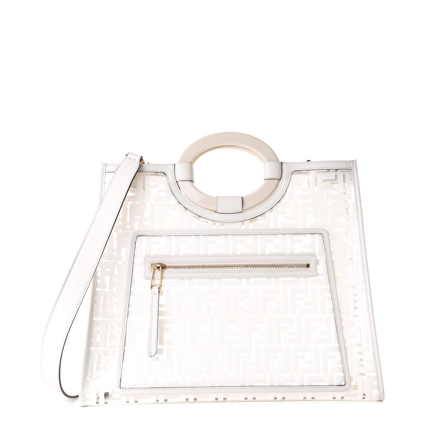 TPU FF Vitello Century Plexiglass Medium Runaway Shopper Tote White