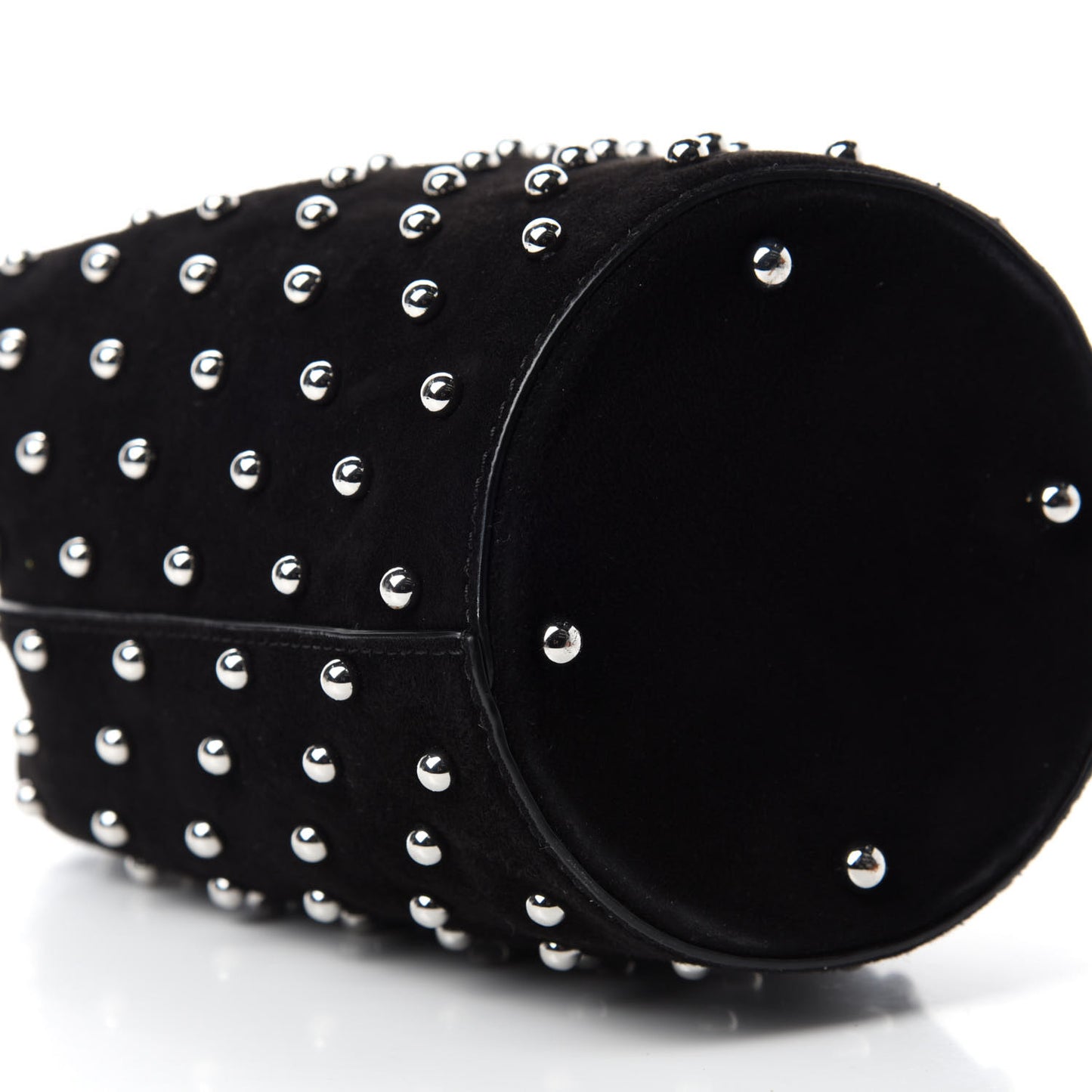 Suede Studded Mini Roxy Bucket Bag Black