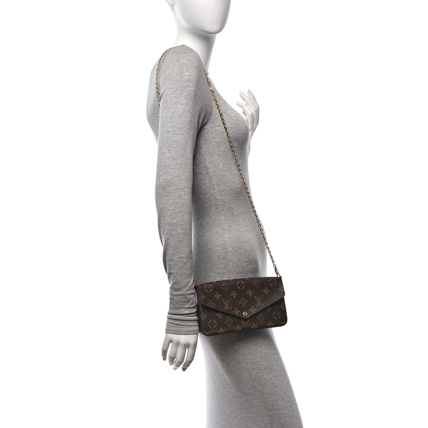 Monogram Pochette Felicie Chain Wallet Fuchsia