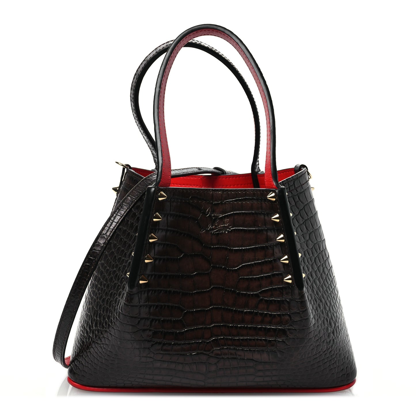 Patent Embossed Spiked Mini Cabarock Shopper Tote