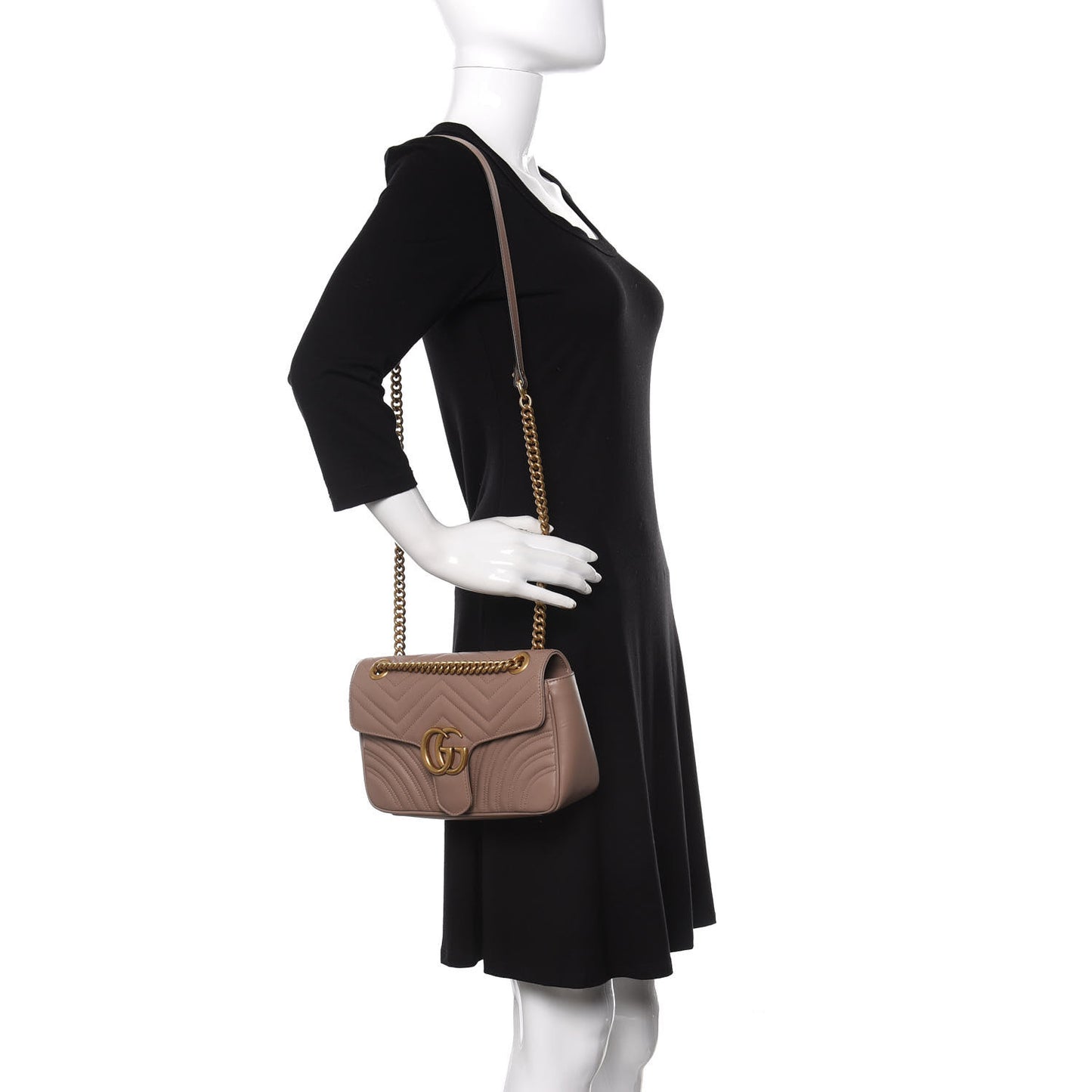 Calfskin Matelasse Small GG Marmont Shoulder Bag Porcelain Rose