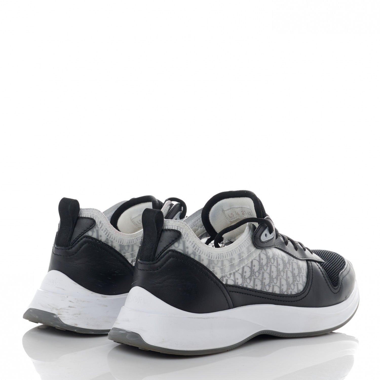 Christian Dior Smooth Calfskin Technical Mesh Oblique Mens B25 Runner Sneakers 42 Black Grey 4 of 11