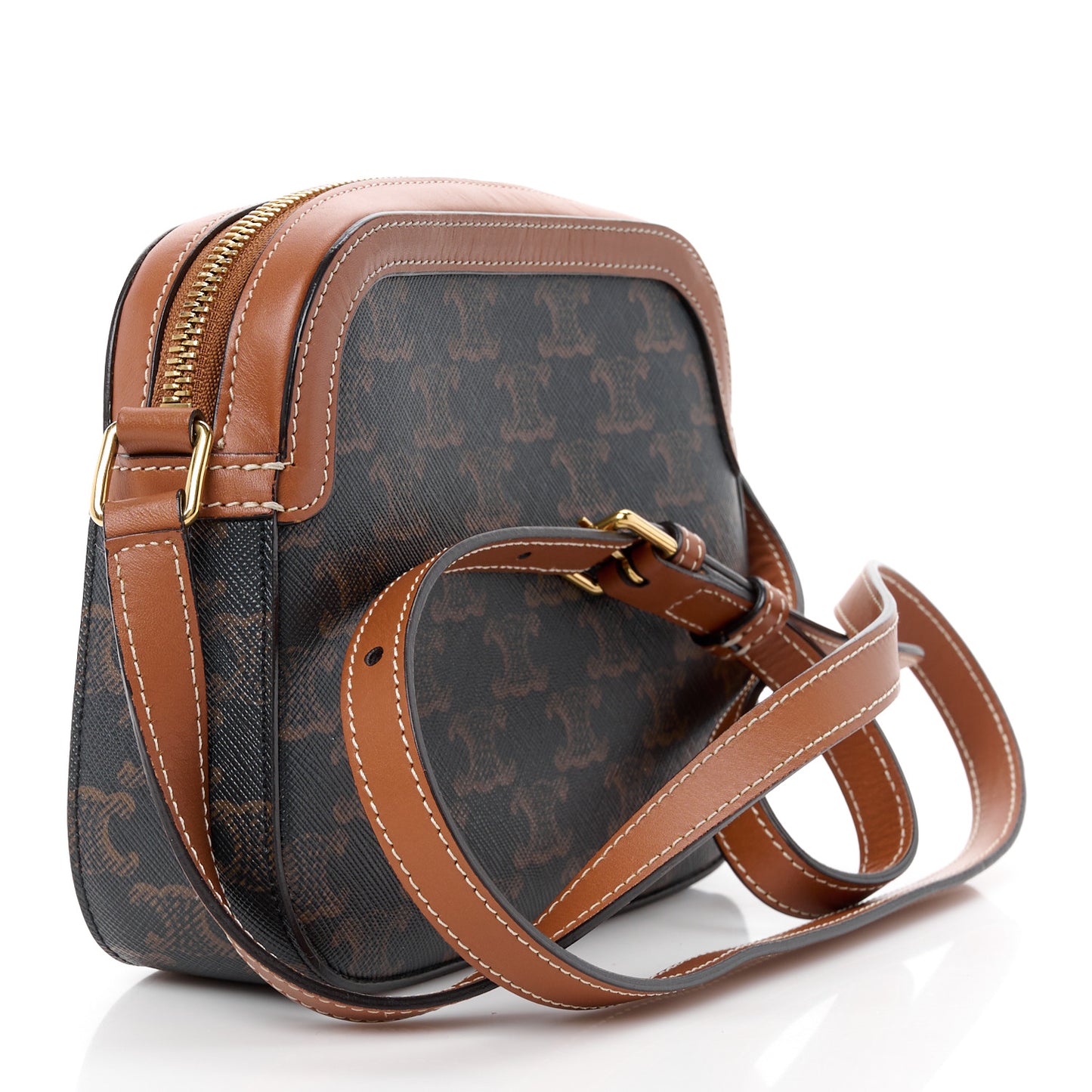 Triomphe Canvas Small Camera Bag Tan